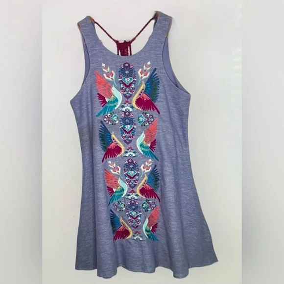 judith march embroidered dress Judith March Palm Print Satin Halter Tie Dress- Size S – The Saved  Collection
